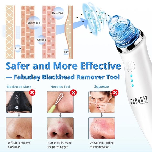 Blackhead Remover Pore Vacuum - Fabuday Blackhead Skin Cleaner Extractor Tool - Picture 3 of 7